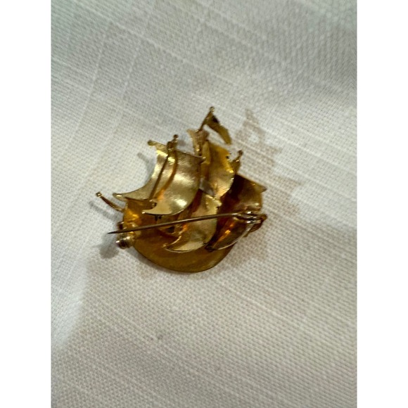 Vintage Spain Two Tone Viking Ship Brooch Pin Nautical Maritime Jewelry‎ - Picture 2 of 4